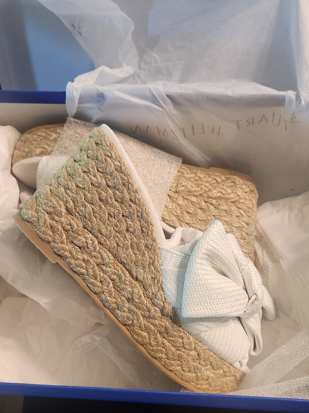 Stuart Weitzman - Loveknot Espadrille Wedge Slide Cream/Natural 5.5 B - Picture 4 of 4
